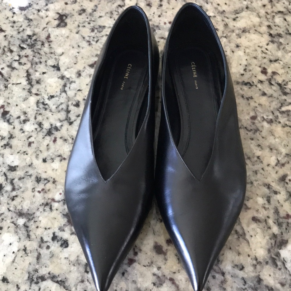 Authentic | Cèline Leather Pointed Flats